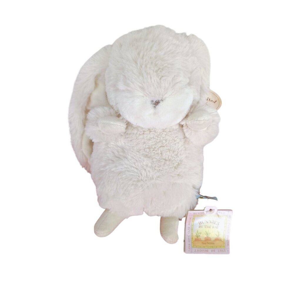 Bunnies By The Bay Tiny Nibble White Plush Bunny Stuffed Animal Toy 10" Handcraf